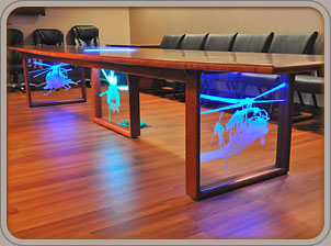solid cherry conference table with tempered glass
